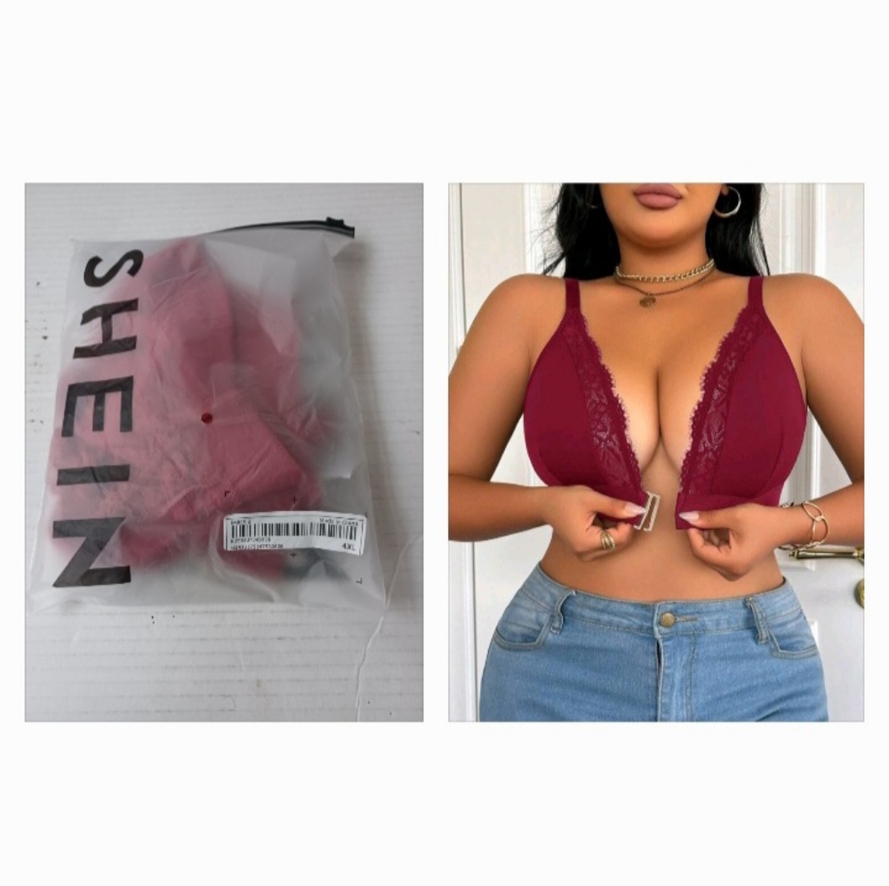 4/$60 New Rose Red Wireless Front Closure Bra - Size 4XL (3X)